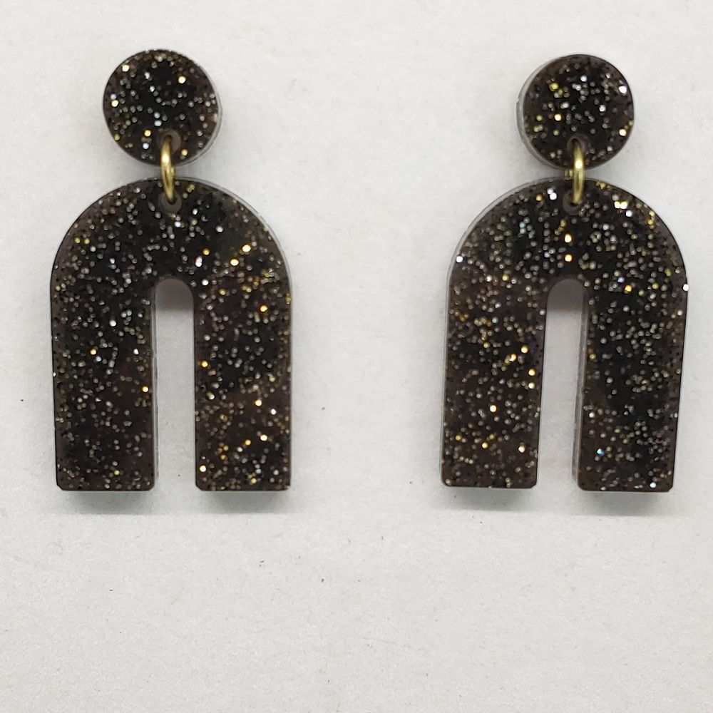 Earrings Upside-Down U Glitter Studs